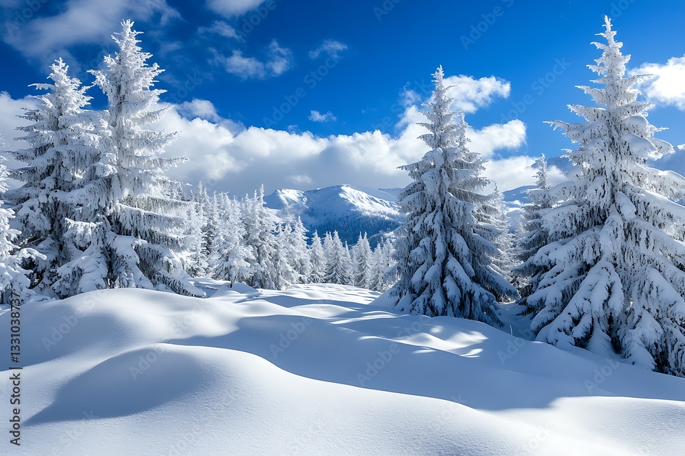 Winter landscape with snow covered mountains Winter landscape with snow covered mountains