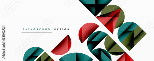 Abstract geometric pattern with intersecting circles and triangles in gradients. The high-contrast composition creates depth and a dynamic, modern aesthetic