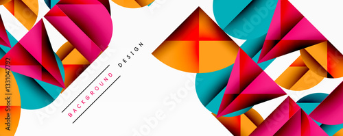 Abstract geometric pattern with intersecting circles and triangles in gradients. The high-contrast composition creates depth and a dynamic, modern aesthetic