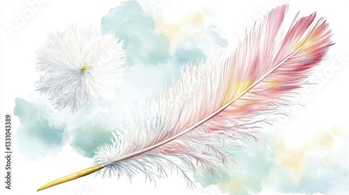 A feather duster suspended mid-air, captured in slow motion, adding dynamism to the image