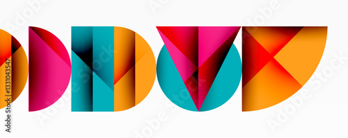 Abstract geometric pattern with intersecting circles and triangles in gradients. The high-contrast composition creates depth and a dynamic, modern aesthetic