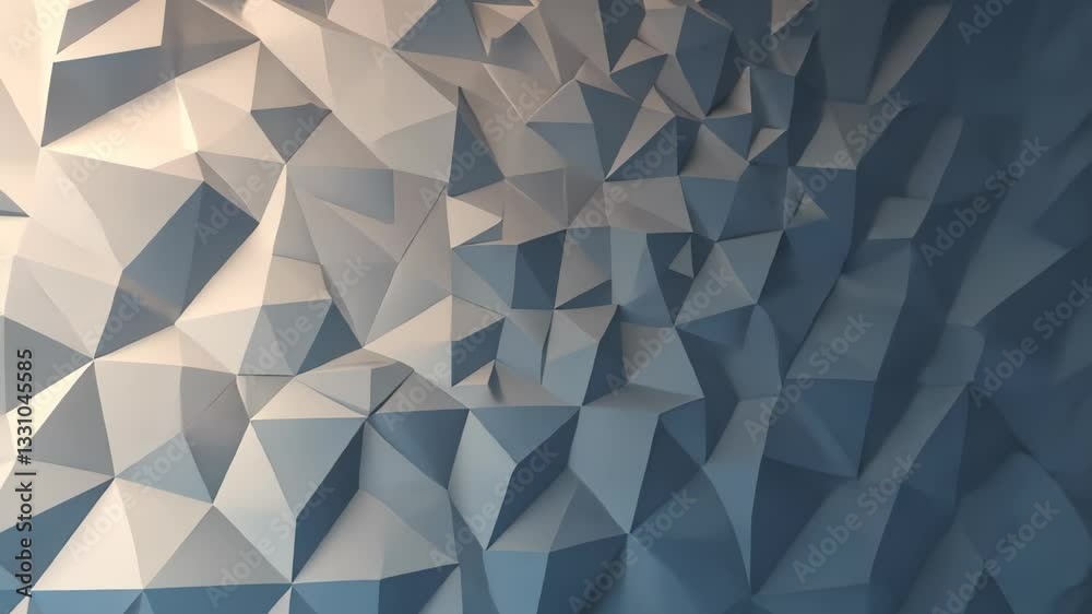  Low poly style digital art with geometric shapes and a gradient of cool blue tones