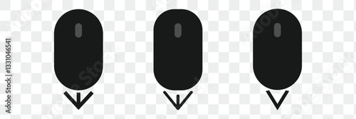 Scroll down computer mouse icon set in black and white colors