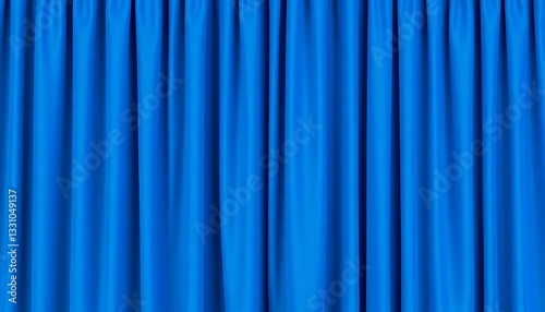 Textured Blue Curtain Fabric Drapery Isolate White Background
