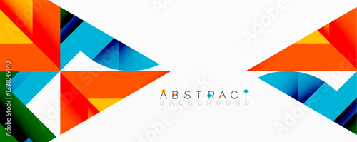 Abstract geometric artwork with interwoven angular and curved shapes, dynamic composition with smooth gradients and bold contrasts
