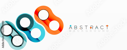 Abstract circle element composition with overlapping circular and tubular shapes featuring smooth gradients, transparency effects, and dynamic layering