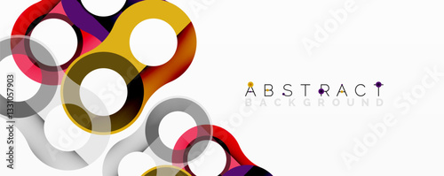 Abstract composition with intertwined circular and tubular forms creating fluid structure with gradients, depth, and sharp contrasts