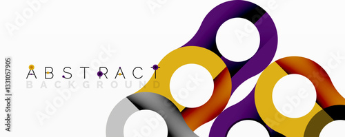 Abstract composition with intertwined circular and tubular forms creating fluid structure with gradients, depth, and sharp contrasts