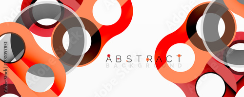 Abstract geometric pattern with interlocking circular and tubular shapes featuring smooth gradients, sharp contrasts, and dynamic layering