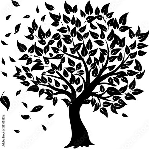 leaves blowing off a tree