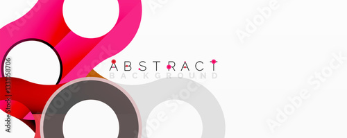 Abstract circle element composition with overlapping circular and tubular shapes featuring smooth gradients, transparency effects, and dynamic layering