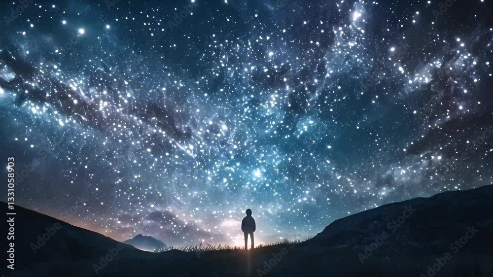 夜空を見上げる人物 夜空を見上げる人物