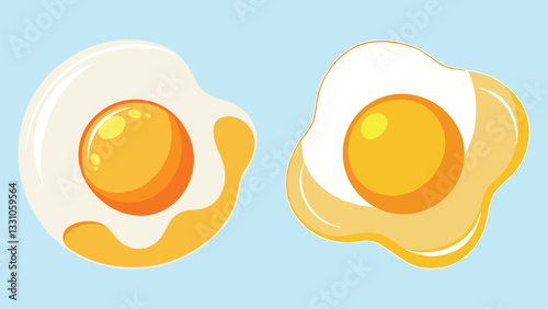 Print fried egg with a bright yellow yolk vector