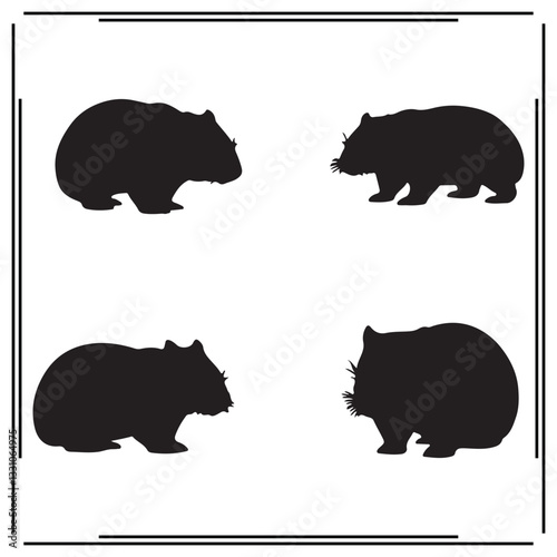 Wombat silhouette, Wombat illustration ,Wombat clipart, Wombat vector ,Wombat icon , black Wombat ,Wombat illustration on white background, Wombat vector illustration ,