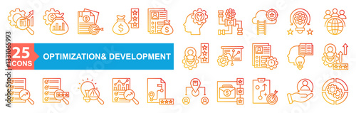 Optimization And Development Icon Sheet Capability, Pipeline, Potential, Talent, Culture, Mobility, Career Path, Strategy, Retention, Development, Performance, Assessment, Identification, Analytics