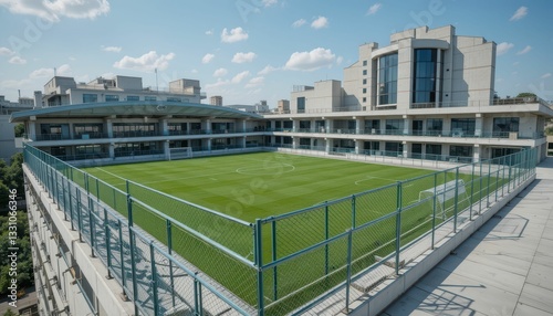 Wallpaper Mural Modern Urban Soccer Field with Clear Blue Sky and Green Grass Torontodigital.ca