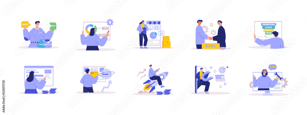 Marketing set illustration. Flat vector illustration concept. Marketing set illustration. Flat vector illustration concept.