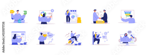 Marketing set illustration. Flat vector illustration concept.