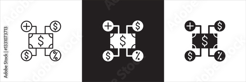 Finance profit icon. Money interest icon. Business advantage symbol. Icons symbol compatible for financial, gain, wealth, interest, profit. Design in thin line and solid. Vector illustration