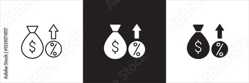 Finance profit icon. Money interest icon. Business advantage symbol. Icons symbol compatible for financial, gain, wealth, interest, profit. Design in thin line and solid. Vector illustration