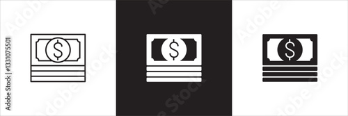 Money business icon. Finance icon. Money cash symbol. Icons design compatible for balance, financial, dollar, wealth, asset, earning, payment, salary. Vector illustration.