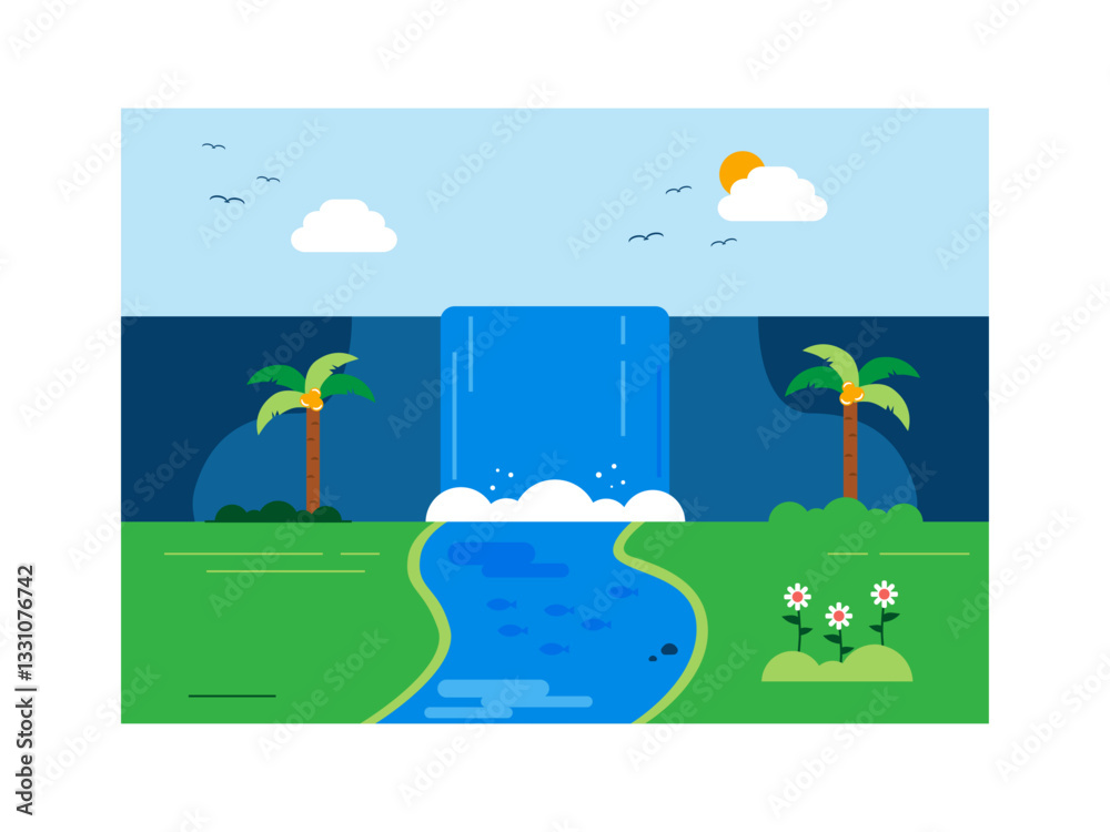 Fototapeta premium Ecosystem illustration. Flat vector illustration concept.