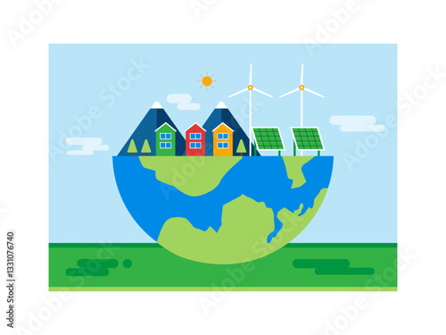 Ecosystem illustration.  Flat vector illustration concept.