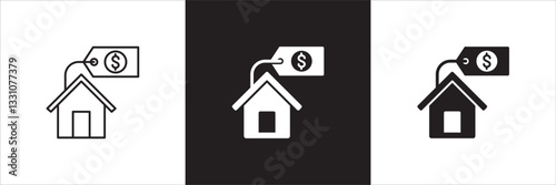 Company asset value icon. Asset price icon. Icon design compatible for house price, real estate, business resource, company property, finance, financial, wealth. Vector illustration.