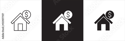 Company asset value icon. Asset price icon. Icon design compatible for house price, real estate, business resource, company property, finance, financial, wealth. Vector illustration.