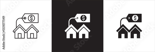 Company asset value icon. Asset price icon. Icon design compatible for house price, real estate, business resource, company property, finance, financial, wealth. Vector illustration.