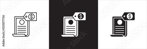 Company asset value icon. Asset price icon. Icon design compatible for document, debt, cost, receivables, business resource, company property, finance, financial, wealth. Vector illustration.
