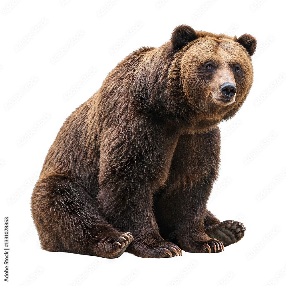 Fototapeta premium Big bear grizzly isolated on transparent background PNG Generative AI