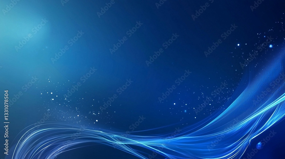 Obraz premium Abstract blue wave background with glowing particles.
