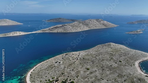 Kornati Islands aerial view showcasing turquoise waters and rugged islands