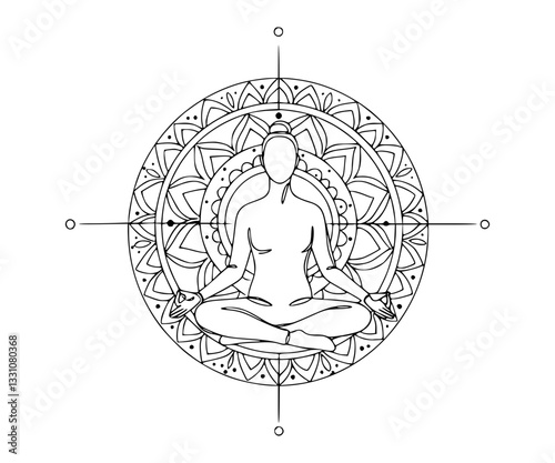 Mindfulness Line Art – Meditation and Yoga Minimalist Design