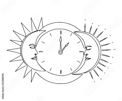 Circadian Rhythm Line Art – Minimalist Sun and Moon Designs