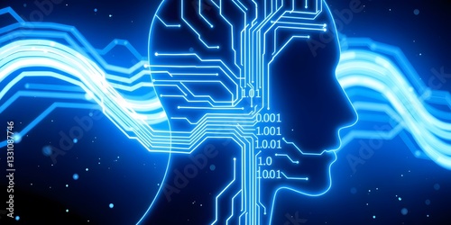 Human Brain and Artificial Intelligence Concept. Digital Neural Network Concept in Futuristic Technology