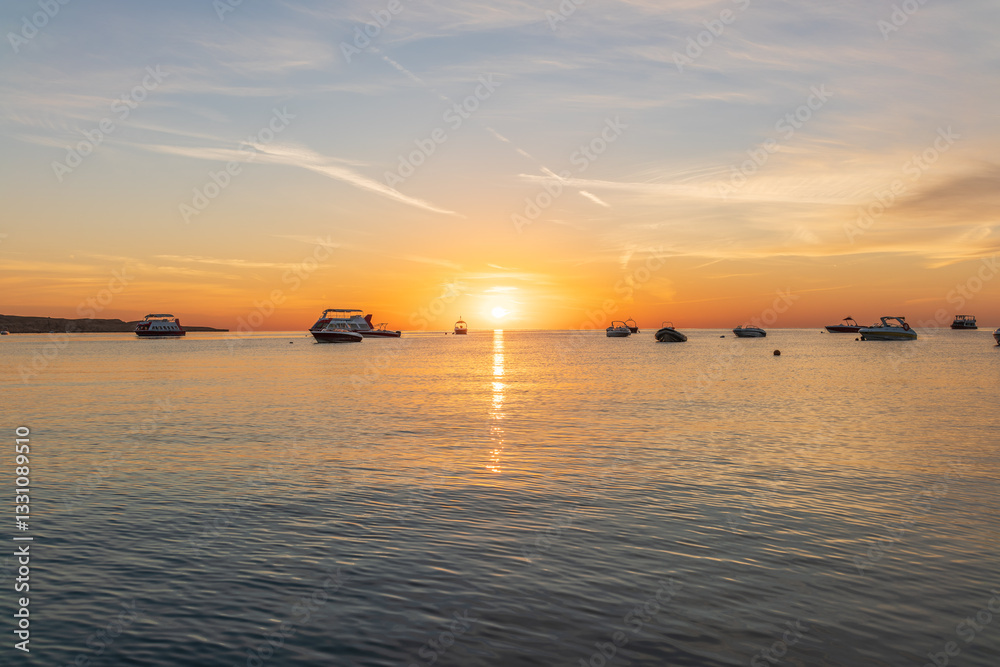 Fototapeta premium Sunrise over the sea. Panoramic seascape.