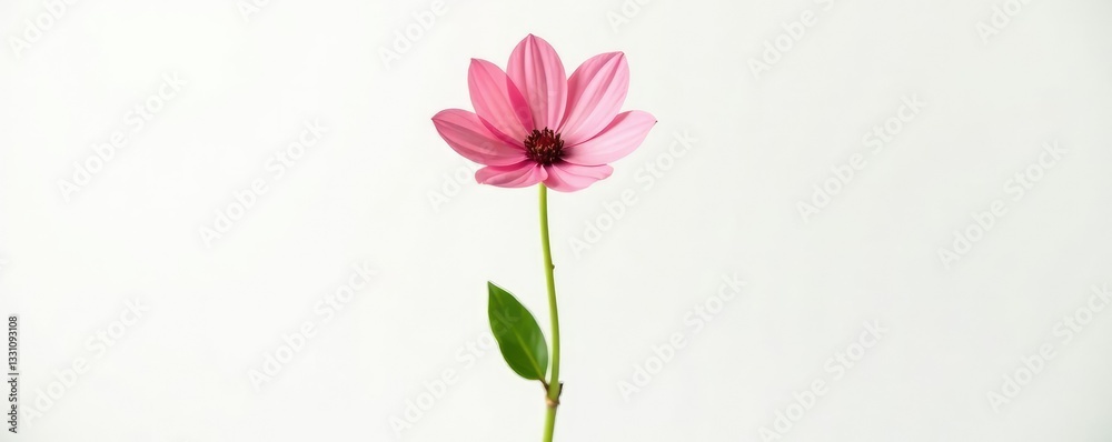 Single isolated flower stem on white background, greenery, bloom Single isolated flower stem on white background, greenery, bloom