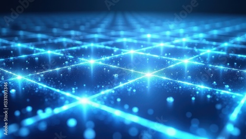 A crystalline grid of glowing blue lights, resembling a futuristic or digital network.
