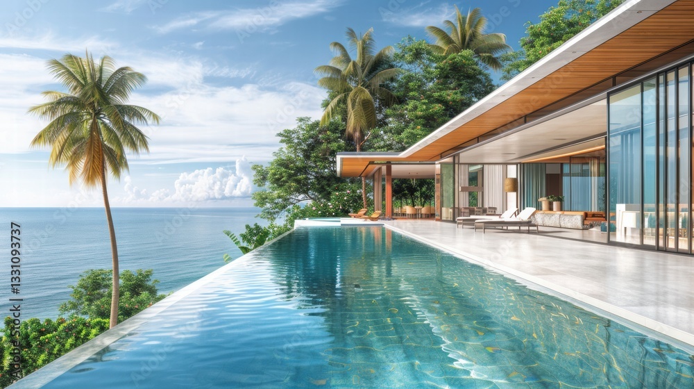 Luxurious Oceanfront Villa with Infinity Pool and Tropical Landscape