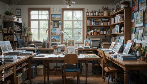 Wallpaper Mural Cozy Artist Studio with Natural Light and Organized Workspace Torontodigital.ca