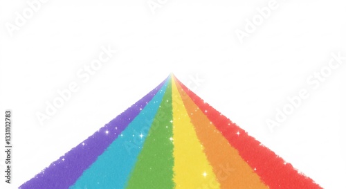 Vibrant rainbow path magically extends towards bright light. AI Generated