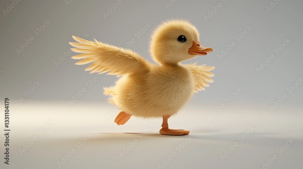 Charming Duckling Waddling with Tiny Wings Spread Charming Duckling Waddling with Tiny Wings Spread