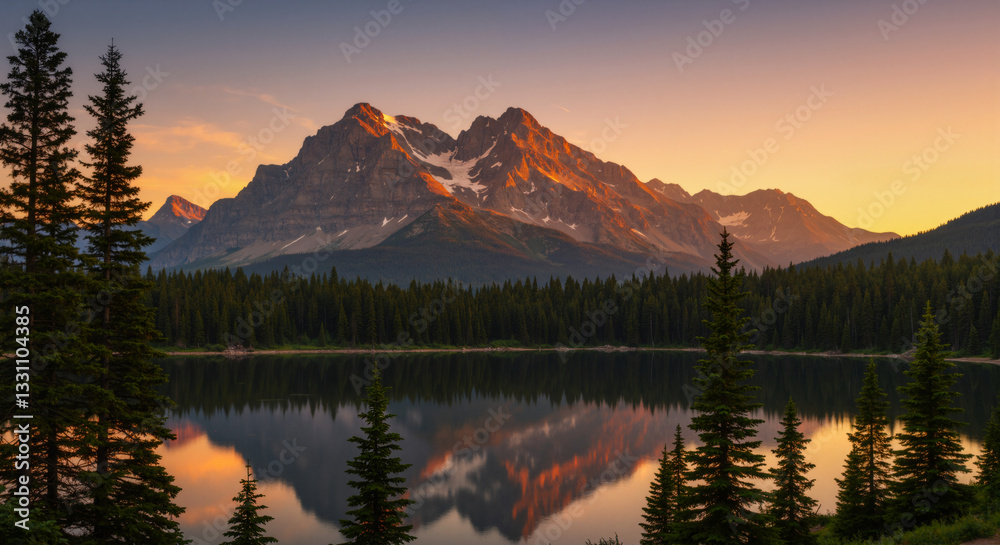 Fototapeta premium Majestic Mountain Sunset Landscape