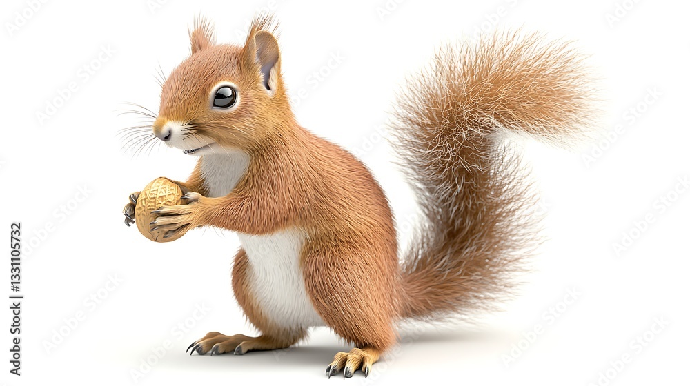 Fototapeta premium Tiny Red Squirrel Standing on Hind Legs