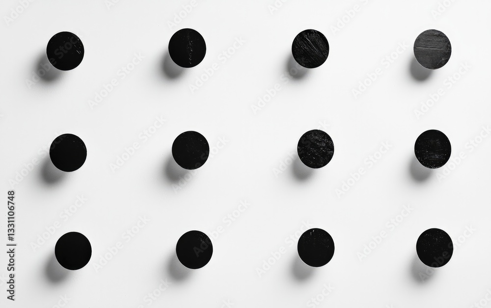 Twelve Black Dots Grid Pattern On White Background Twelve Black Dots Grid Pattern On White Background