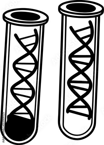 Dna helix in test tubes scientific research, genetic analysis, biotechnology concept illustration