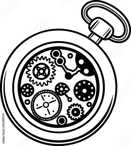 intricate mechanical watch parts gears, cogs, and springs inside pocket timepiece engineering and timekeeping precision