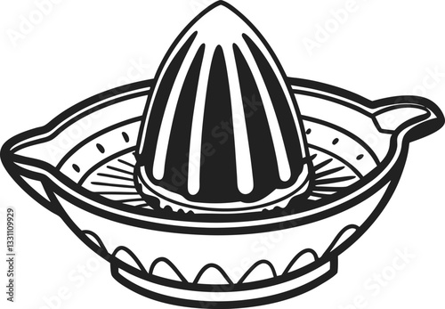 vintage handheld juicer illustration black and white citrus squeezer icon for kitchen or culinary theme